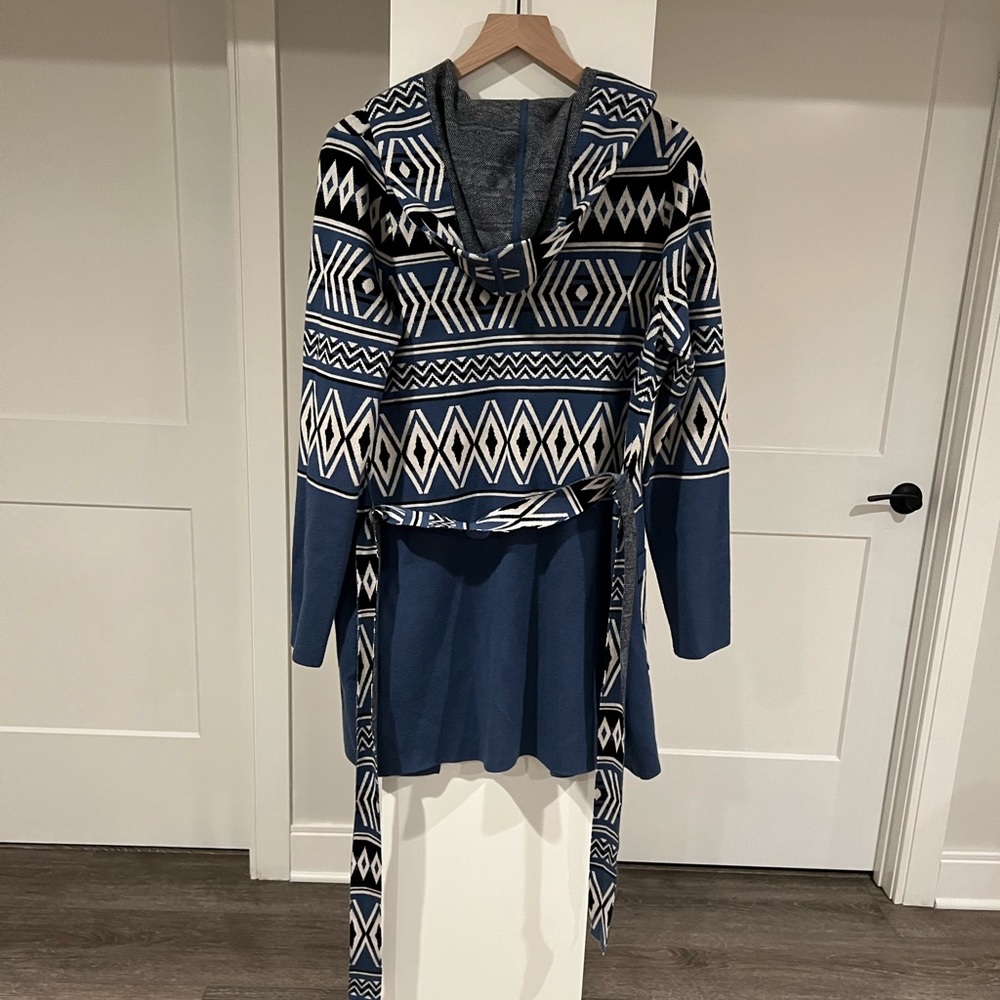Rachel Zoe Hooded Sweater Belted Jacket - Picture 3 of 6